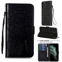 Embossing Dream Catcher Mandala Flower Leather Wallet Case for iPhone 11 Pro (5.8 inch) - Black
