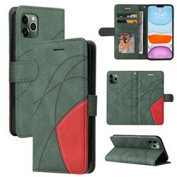 Luxury Two-color Stitching Leather Wallet Case Cover for iPhone 11 Pro (5.8 inch) - Green