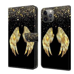 Golden Angel Wings Crystal PU Leather Protective Wallet Case Cover for iPhone 11 Pro (5.8 inch)