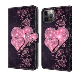 Lace Heart Crystal PU Leather Protective Wallet Case Cover for iPhone 11 Pro (5.8 inch)