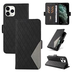 Grid Pattern Splicing Protective Wallet Case Cover for iPhone 11 Pro (5.8 inch) - Black