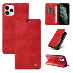 YIKATU Litchi Card Magnetic Automatic Suction Leather Flip Cover for iPhone 11 Pro (5.8 inch) - Bright Red