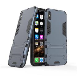 Armor Premium Tactical Grip Kickstand Shockproof Dual Layer Rugged Hard Cover for iPhone XS Max (6.5 inch) - Navy