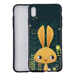 Cute Rabbit 3D Embossed Relief Black Soft Back Cover for iPhone XS Max (6.5 inch)