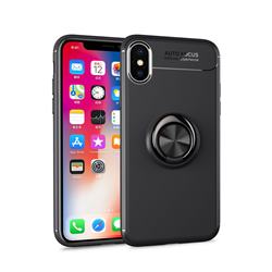 Auto Focus Invisible Ring Holder Soft Phone Case for iPhone XS Max (6.5 inch) - Black