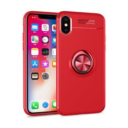 Auto Focus Invisible Ring Holder Soft Phone Case for iPhone XS Max (6.5 inch) - Red