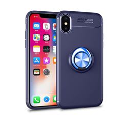 Auto Focus Invisible Ring Holder Soft Phone Case for iPhone XS Max (6.5 inch) - Blue