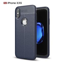 Luxury Auto Focus Litchi Texture Silicone TPU Back Cover for iPhone XS Max (6.5 inch) - Dark Blue