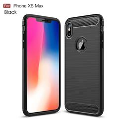 Luxury Carbon Fiber Brushed Wire Drawing Silicone TPU Back Cover for iPhone XS Max (6.5 inch) - Black