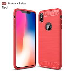 Luxury Carbon Fiber Brushed Wire Drawing Silicone TPU Back Cover for iPhone XS Max (6.5 inch) - Red