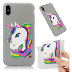 Rainbow Unicorn Soft 3D Silicone Case for iPhone XS Max (6.5 inch) - Translucent White