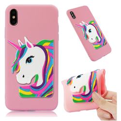 Rainbow Unicorn Soft 3D Silicone Case for iPhone XS Max (6.5 inch) - Pink