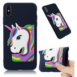 Rainbow Unicorn Soft 3D Silicone Case for iPhone XS Max (6.5 inch) - Navy