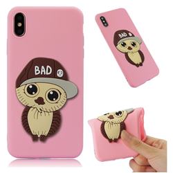 Bad Boy Owl Soft 3D Silicone Case for iPhone XS Max (6.5 inch) - Pink