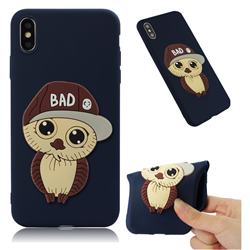 Bad Boy Owl Soft 3D Silicone Case for iPhone XS Max (6.5 inch) - Navy