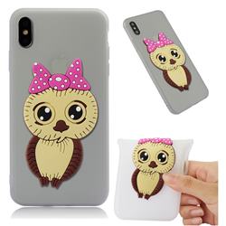 Bowknot Girl Owl Soft 3D Silicone Case for iPhone XS Max (6.5 inch) - Translucent White