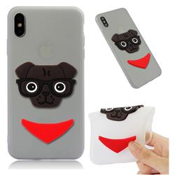 Glasses Dog Soft 3D Silicone Case for iPhone XS Max (6.5 inch) - Translucent White