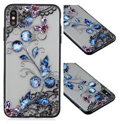 Butterfly Lace Diamond Flower Soft TPU Back Cover for iPhone XS Max (6.5 inch)