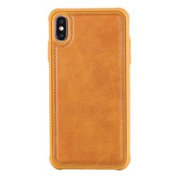 Luxury Shatter-resistant Leather Coated Phone Back Cover for iPhone XS Max (6.5 inch) - Brown