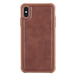 Luxury Shatter-resistant Leather Coated Phone Back Cover for iPhone XS Max (6.5 inch) - Coffee