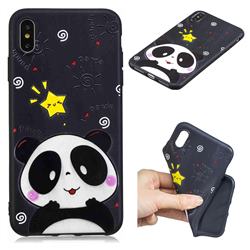 Cute Bear 3D Embossed Relief Black TPU Cell Phone Back Cover for iPhone XS Max (6.5 inch)