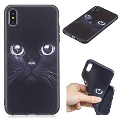 Bearded Feline 3D Embossed Relief Black TPU Cell Phone Back Cover for iPhone XS Max (6.5 inch)