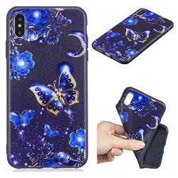 Phnom Penh Butterfly 3D Embossed Relief Black TPU Cell Phone Back Cover for iPhone XS Max (6.5 inch)