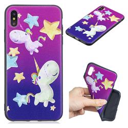 Pony 3D Embossed Relief Black TPU Cell Phone Back Cover for iPhone XS Max (6.5 inch)