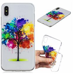 Oil Painting Tree Clear Varnish Soft Phone Back Cover for iPhone XS Max (6.5 inch)