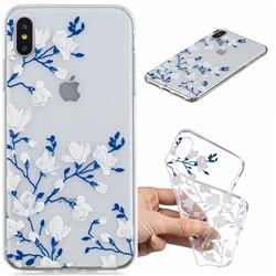 Magnolia Flower Clear Varnish Soft Phone Back Cover for iPhone XS Max (6.5 inch)