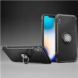 Armor Anti Drop Carbon PC + Silicon Invisible Ring Holder Phone Case for iPhone XS Max (6.5 inch) - Black