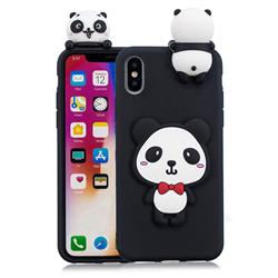 Red Bow Panda Soft 3D Climbing Doll Soft Case for iPhone XS Max (6.5 inch)