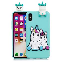 Couple Unicorn Soft 3D Climbing Doll Soft Case for iPhone XS Max (6.5 inch)