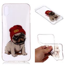 Pugs Dog Super Clear Flash Powder Shiny Soft TPU Back Cover for iPhone XS Max (6.5 inch)