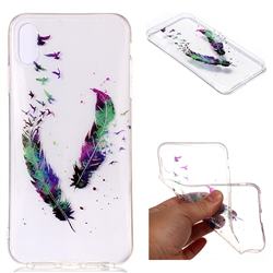Colored Feathers Super Clear Flash Powder Shiny Soft TPU Back Cover for iPhone XS Max (6.5 inch)
