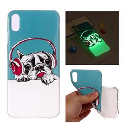 Headphone Puppy Noctilucent Soft TPU Back Cover for iPhone XS Max (6.5 inch)