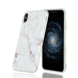 White Smooth Marble Clear Bumper Glossy Rubber Silicone Phone Case for iPhone XS Max (6.5 inch)