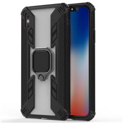 Predator Armor Metal Ring Grip Shockproof Dual Layer Rugged Hard Cover for iPhone XS Max (6.5 inch) - Black