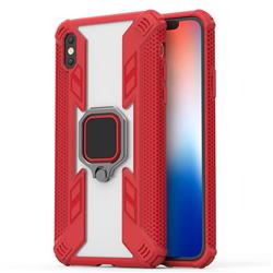 Predator Armor Metal Ring Grip Shockproof Dual Layer Rugged Hard Cover for iPhone XS Max (6.5 inch) - Red