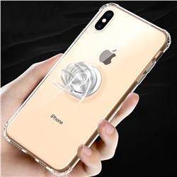 Anti-fall Invisible Press Bounce Ring Holder Phone Cover for iPhone XS Max (6.5 inch) - Transparent