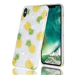 Yellow Pineapple Shell Pattern Clear Bumper Glossy Rubber Silicone Phone Case for iPhone XS Max (6.5 inch)