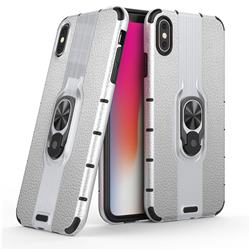 Alita Battle Angel Armor Metal Ring Grip Shockproof Dual Layer Rugged Hard Cover for iPhone XS Max (6.5 inch) - Silver