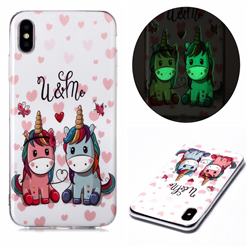 Couple Unicorn Noctilucent Soft TPU Back Cover for iPhone XS Max (6.5 inch)