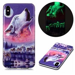 Wolf Howling Noctilucent Soft TPU Back Cover for iPhone XS Max (6.5 inch)