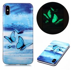 Flying Butterflies Noctilucent Soft TPU Back Cover for iPhone XS Max (6.5 inch)