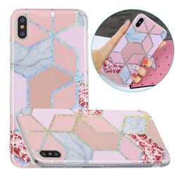 Pink Marble Painted Galvanized Electroplating Soft Phone Case Cover for iPhone XS Max (6.5 inch)