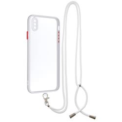 Necklace Cross-body Lanyard Strap Cord Phone Case Cover for iPhone XS Max (6.5 inch) - White