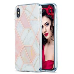 Pink White Marble Pattern Galvanized Electroplating Protective Case Cover for iPhone XS Max (6.5 inch)