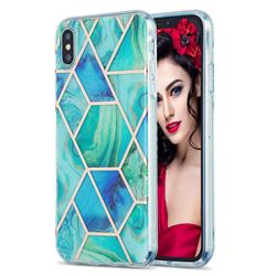 Green Glacier Marble Pattern Galvanized Electroplating Protective Case Cover for iPhone XS Max (6.5 inch)
