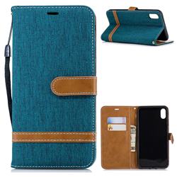 Jeans Cowboy Denim Leather Wallet Case for iPhone XS Max (6.5 inch) - Green